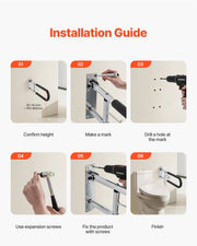 Toilet Safety Rail, 76.5 cm U-Shaped Handicap Grab Bar, Foldable Senior Safety Pole, Flip Up Toilet Grab Bars V952-CSFSWZTKFZ305ODGSV0