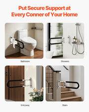 Toilet Safety Rail, 76.5 cm U-Shaped Handicap Grab Bar, Foldable Senior Safety Pole, Flip Up Toilet Grab Bars V952-CSFSWZTKFZ305ODGSV0