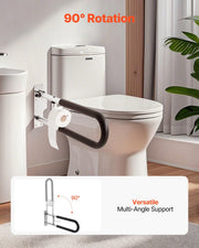 Toilet Safety Rail, 76.5 cm U-Shaped Handicap Grab Bar, Foldable Senior Safety Pole, Flip Up Toilet Grab Bars V952-CSFSWZTKFZ305ODGSV0