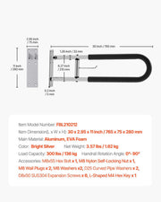 Toilet Safety Rail, 76.5 cm U-Shaped Handicap Grab Bar, Foldable Senior Safety Pole, Flip Up Toilet Grab Bars V952-CSFSWZTKFZ305ODGSV0