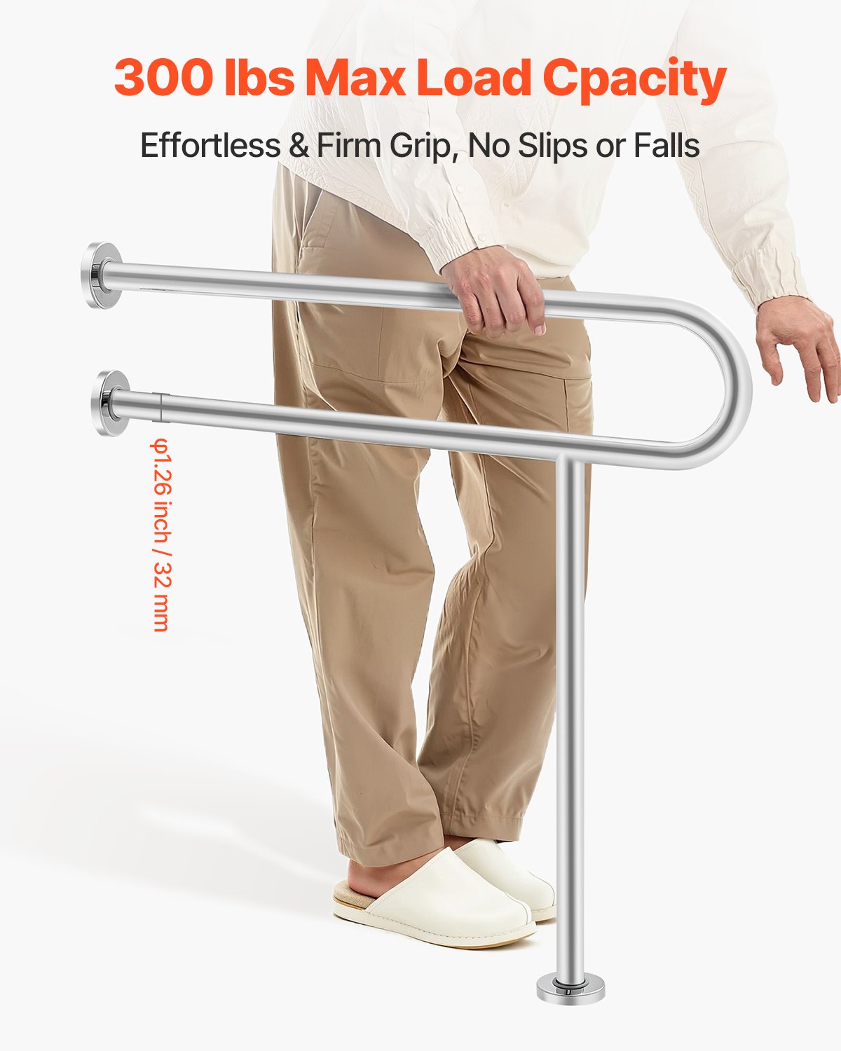 Toilet Safety Rail, 80 cm U-Shaped Handicap Grab Bar, 304 Stainless Steel Senior Safety Pole, Toilet Grab V952-CSFSYZTBKFZ3JJ2VOV0