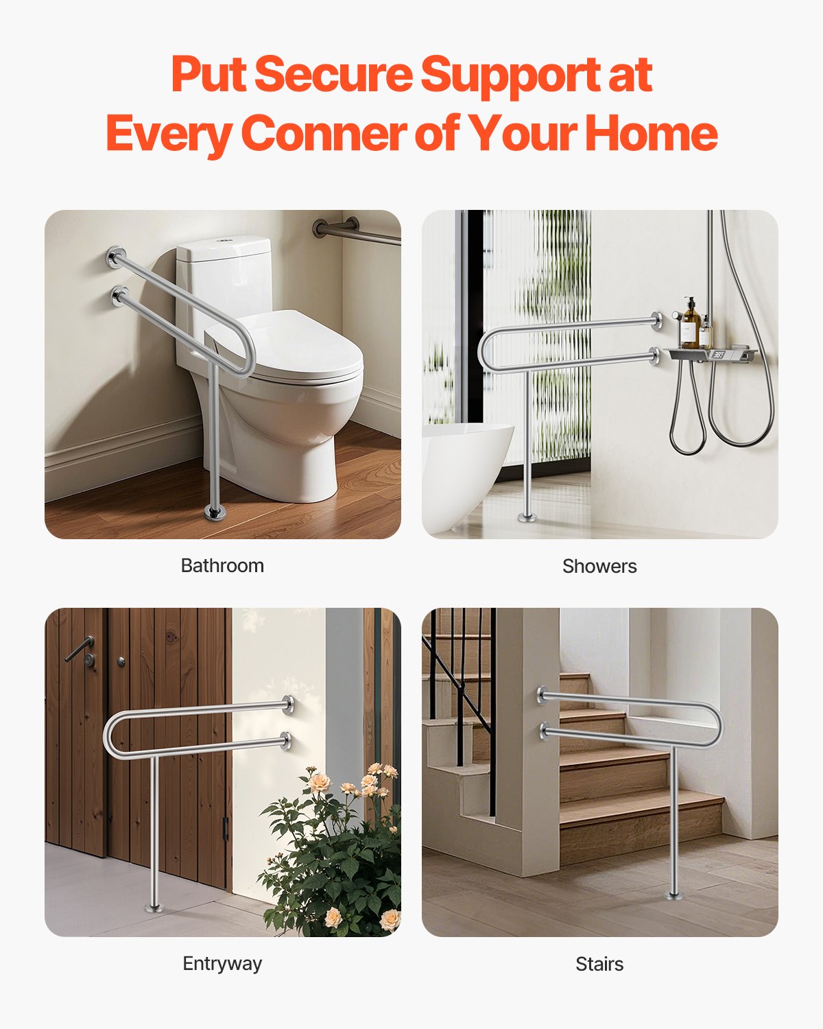 Toilet Safety Rail, 80 cm U-Shaped Handicap Grab Bar, 304 Stainless Steel Senior Safety Pole, Toilet Grab V952-CSFSYZTBKFZ3JJ2VOV0