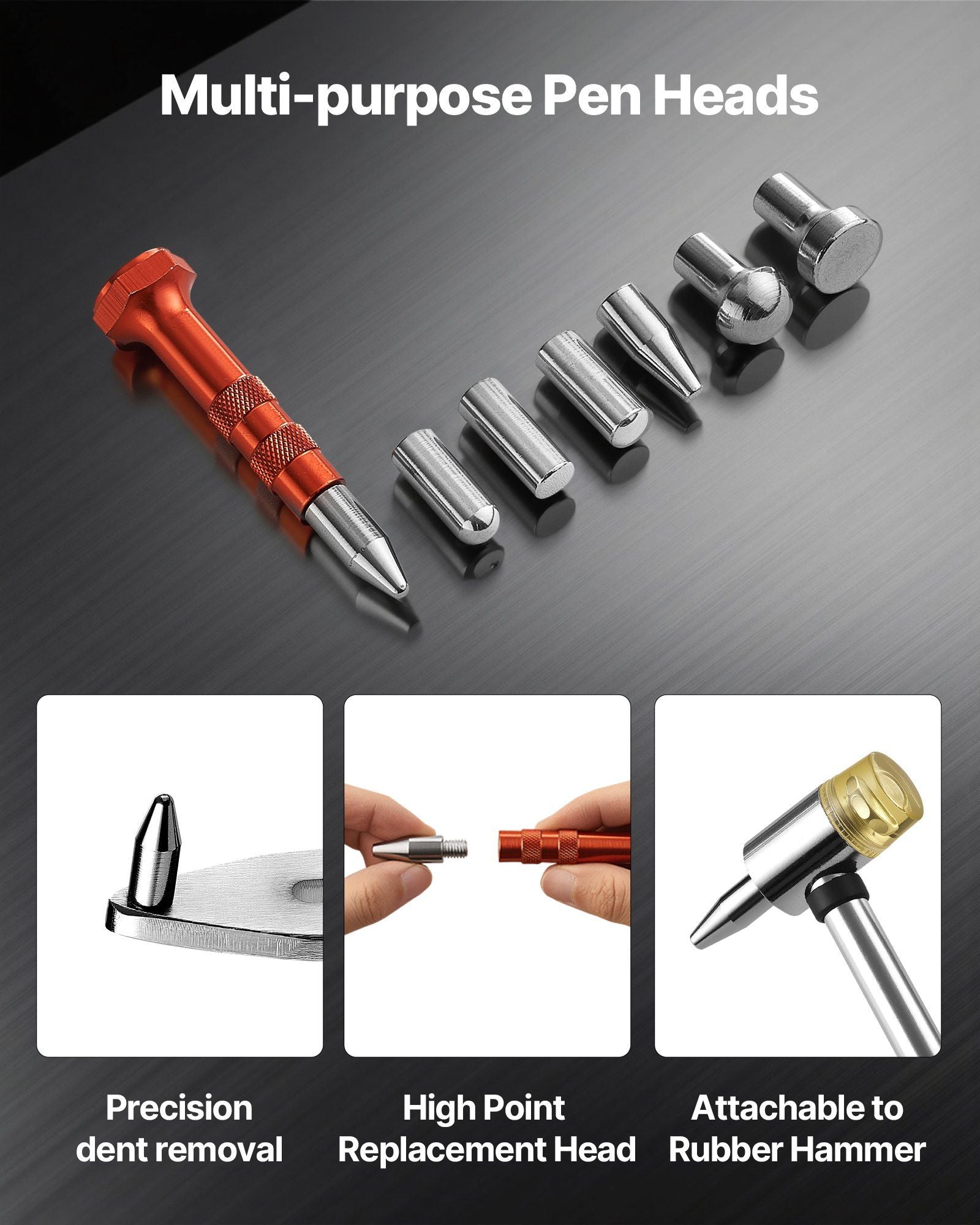 Dent Puller Kit, Paintless Car Dent Removal Tool, Auto Fender Damage Repair Puller Lifter with Curved Rod, V952-CSLBGJDJT12J5FC5E001V0