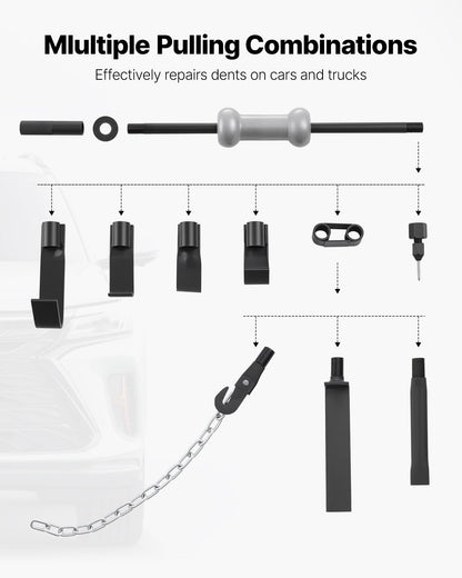 Dent Puller Kit, 4.54 kg 13-in-1 Slide Hammer Dent Removal Kit, Heavy-Duty Auto Body Truck Repair Automotive V952-CSLBGJDJT13J21TPQ001V0