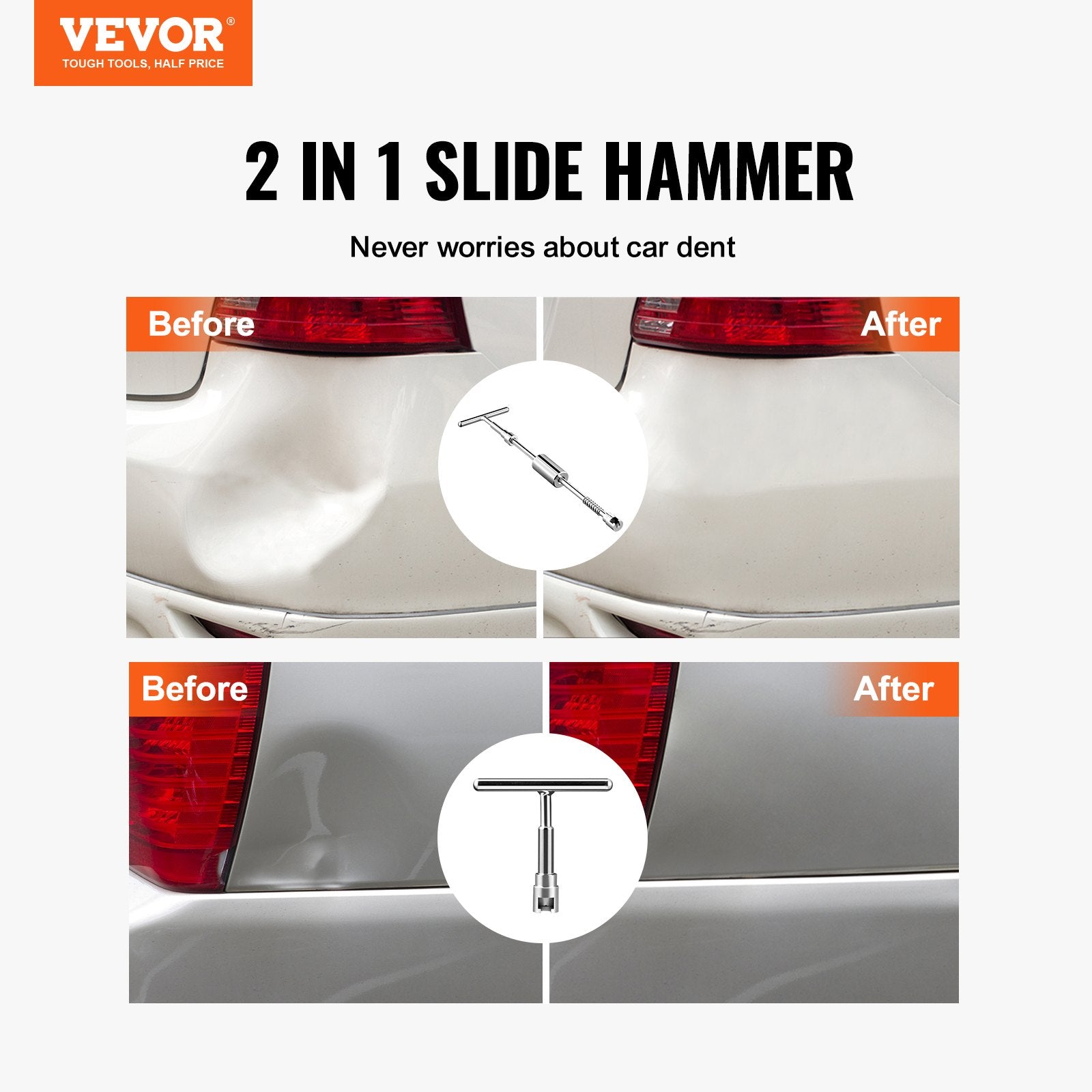 52 PCS Dent Removal Kit, Paintless Dent Repair Kit with 2-in-1 Slide Hammer with Stainless Steel Grooves, V952-CSLBGJDJTHC5288XSV3
