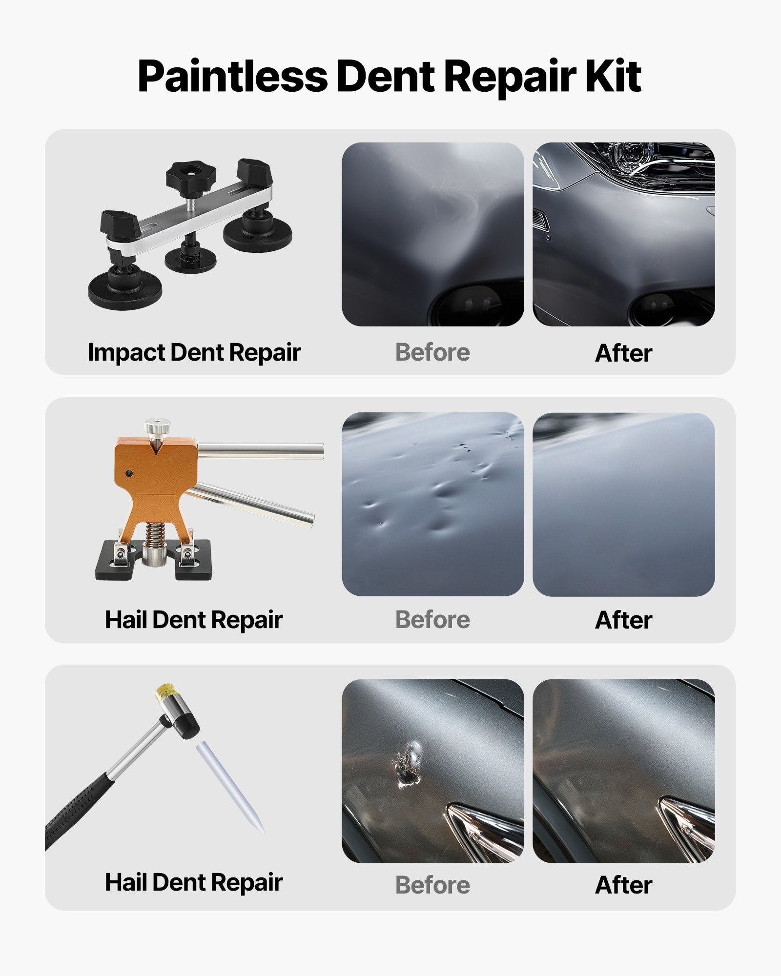 Dent Puller Kit, 60 PCS Paintless Dent Removal Kit with Golden Lifter, Bridge Puller, Rubber Hammer, Glue V952-CSLBGJLJT60JMEM8P001V3