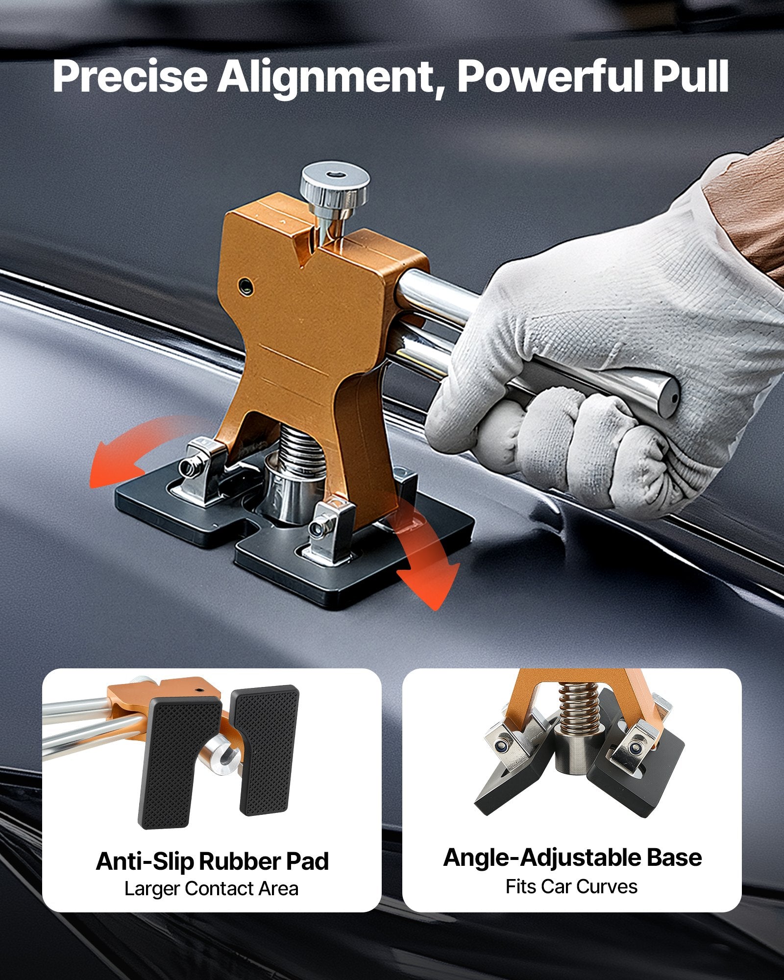Dent Puller Kit, 60 PCS Paintless Dent Removal Kit with Golden Lifter, Bridge Puller, Rubber Hammer, Glue V952-CSLBGJLJT60JMEM8P001V3