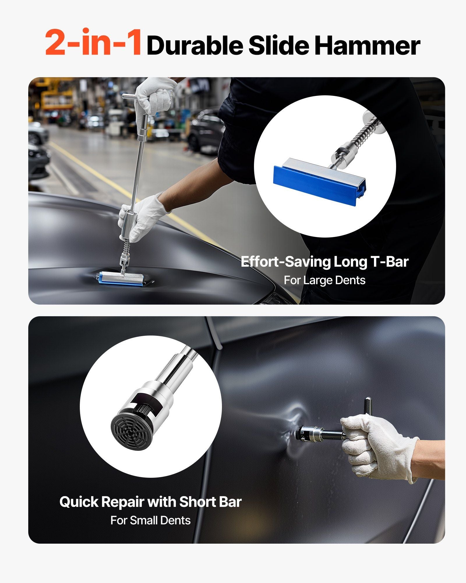 Dent Puller Kit, 100 PCS Paintless Dent Removal Kit with Golden Lifter, Bridge Puller, Slide Hammer T-Bar, V952-CSLBGJSJT1074ARVS001V3