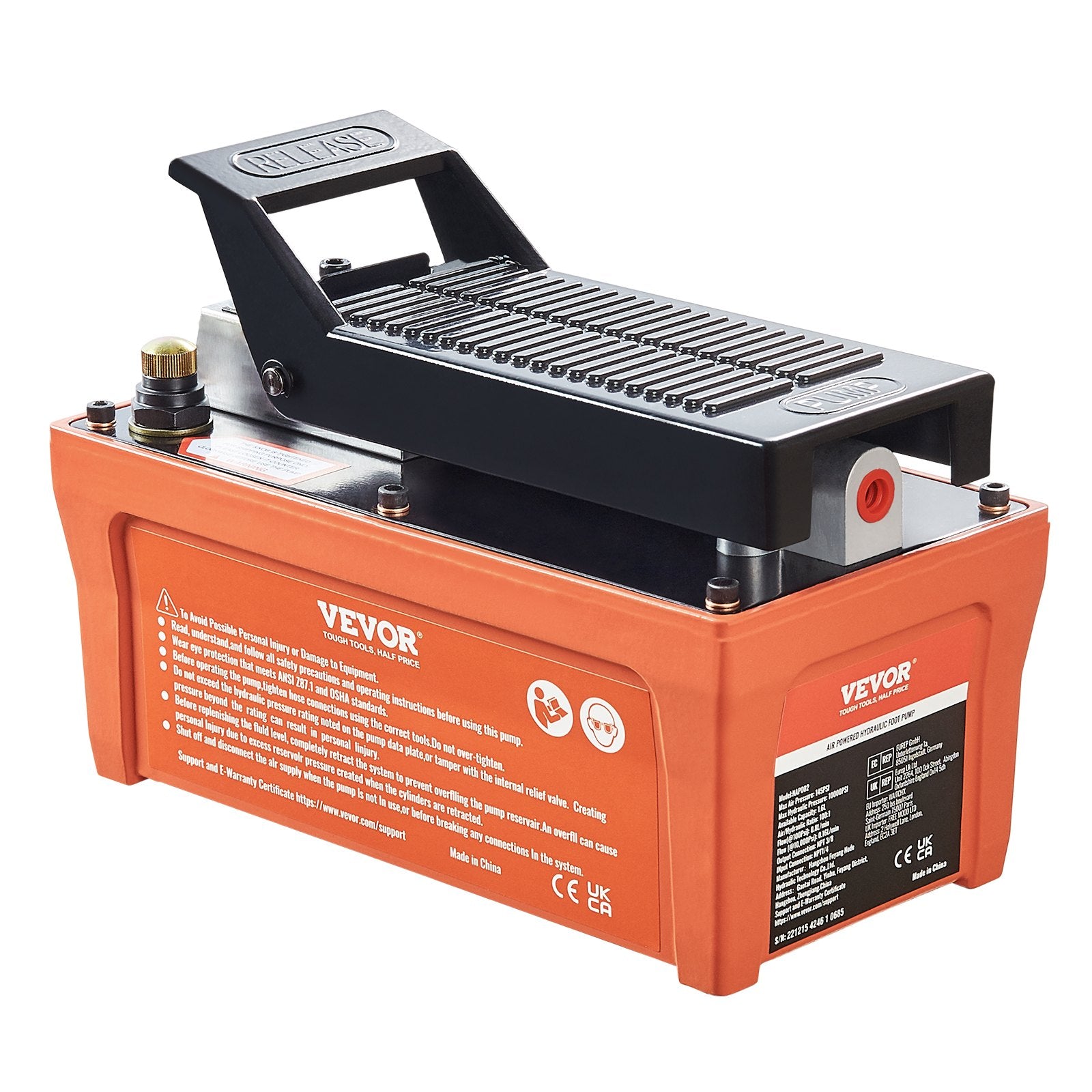 Air Hydraulic Pump, 10,000 PSI 1/2 Gal Reservoir, NPT 3/8" Oil Outlet, NPT 1/4" Inlet, 6.6 ft Pipe, Foot V952-CSMJTELECTRIC8CJIV0