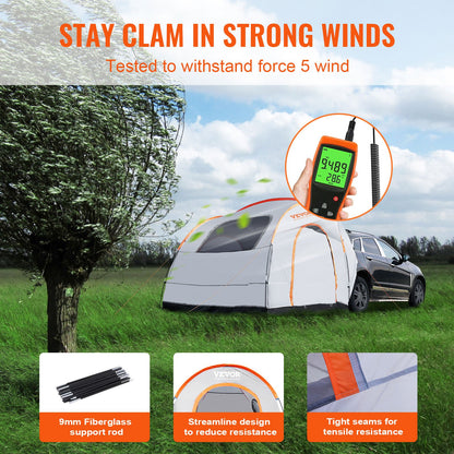 SUV Camping Tent, 8'-8' SUV Tent Attachment for Camping with Rain Layer and Carry Bag, PU2000mm Double Layer V952-CSUV6508008004E90V0