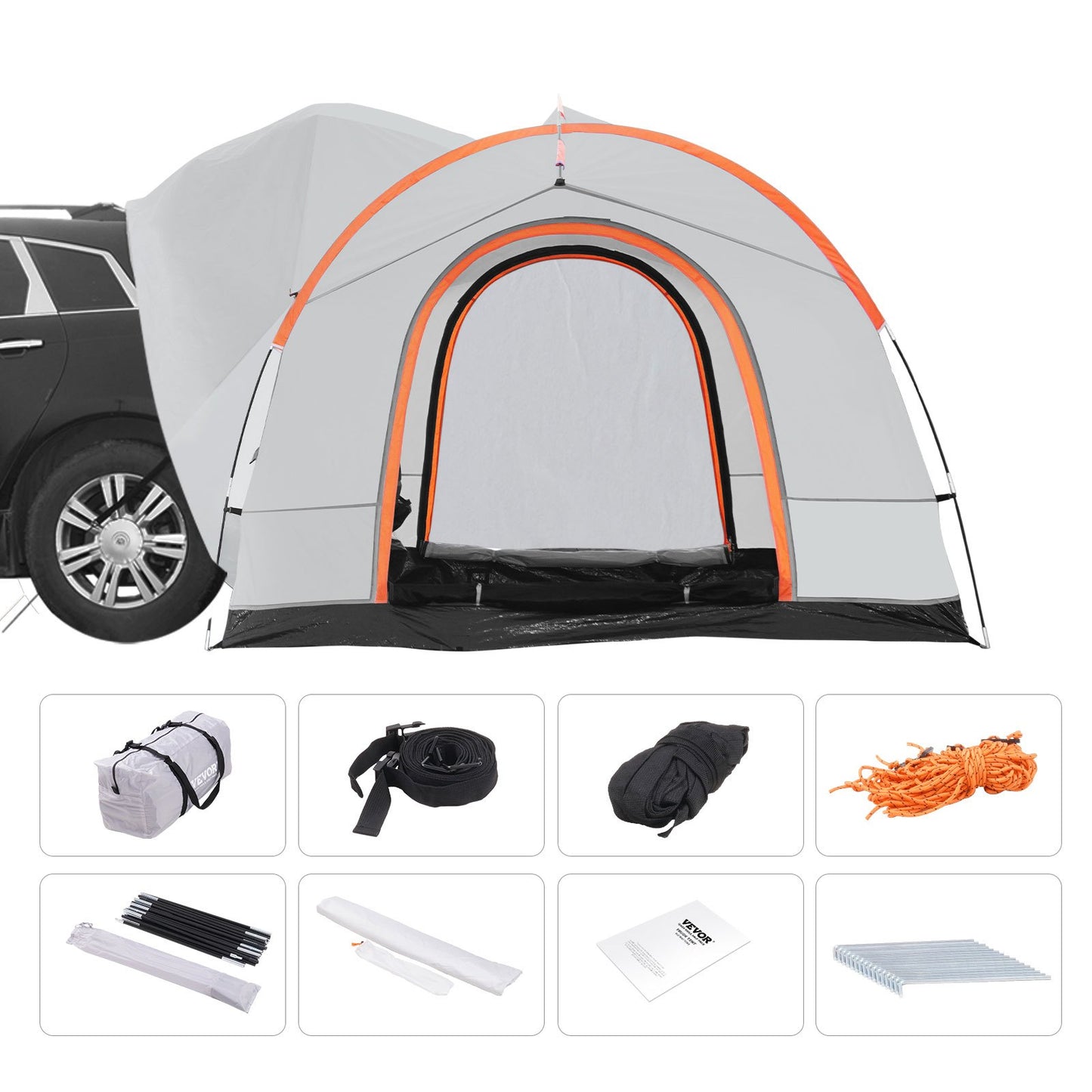 SUV Camping Tent, 8'-8' SUV Tent Attachment for Camping with Rain Layer and Carry Bag, PU2000mm Double Layer V952-CSUV6508008004E90V0