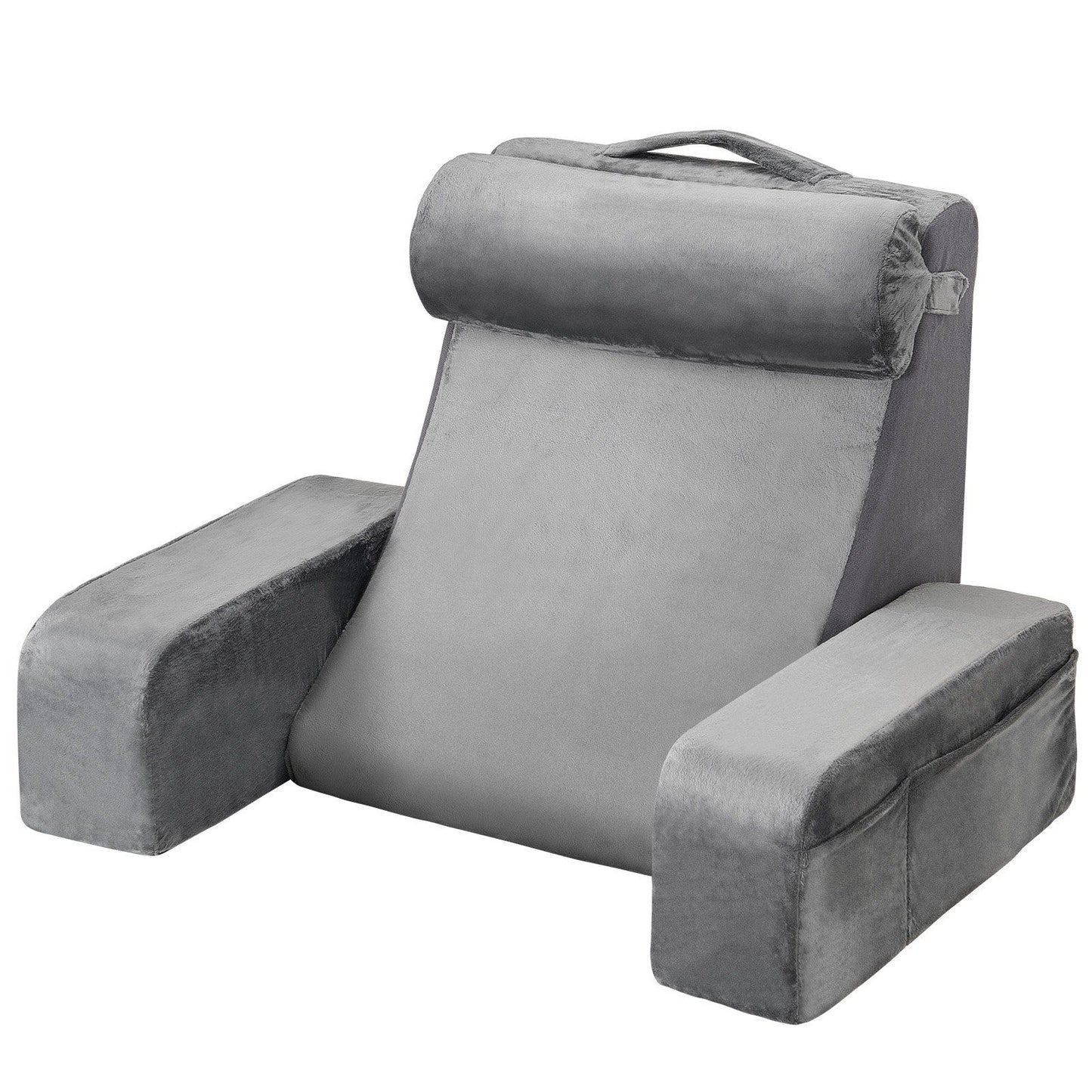 Reading Pillow, Backrest Support Pillow with Arm and 3 Pockets, Large Size Bed Pillow with Removable Headrest V952-CSYDZHS00000R36OL001V0