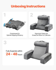 Reading Pillow, Backrest Support Pillow with Arm and 3 Pockets, Large Size Bed Pillow with Removable Headrest V952-CSYDZHS00000R36OL001V0