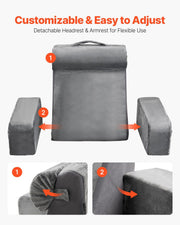 Reading Pillow, Backrest Support Pillow with Arm and 3 Pockets, Large Size Bed Pillow with Removable Headrest V952-CSYDZHS00000R36OL001V0