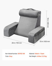 Reading Pillow, Backrest Support Pillow with Arm and 3 Pockets, Large Size Bed Pillow with Removable Headrest V952-CSYDZHS00000R36OL001V0