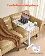 Overbed Table, Mobile Bed Side Table with Flip Desktop and 4 Hidden Wheels, Height & Angle Adjustable Rolling V952-CSZGXDZZCSFZ3O0N9001V0