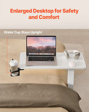 Overbed Table, Mobile Bed Side Table with 4 Hidden Wheels, Height Adjustable Rolling Laptop Desk with Cup V952-CSZGXDZZCSPBL8D3V001V0