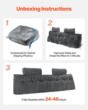 Headboard Pillow, King Size Wedge Headboard Pillow with 2 Side Pockets and 2 Headrests, Bed Wedge Pillow with V952-CTBZKINGCCHS803KE001V0