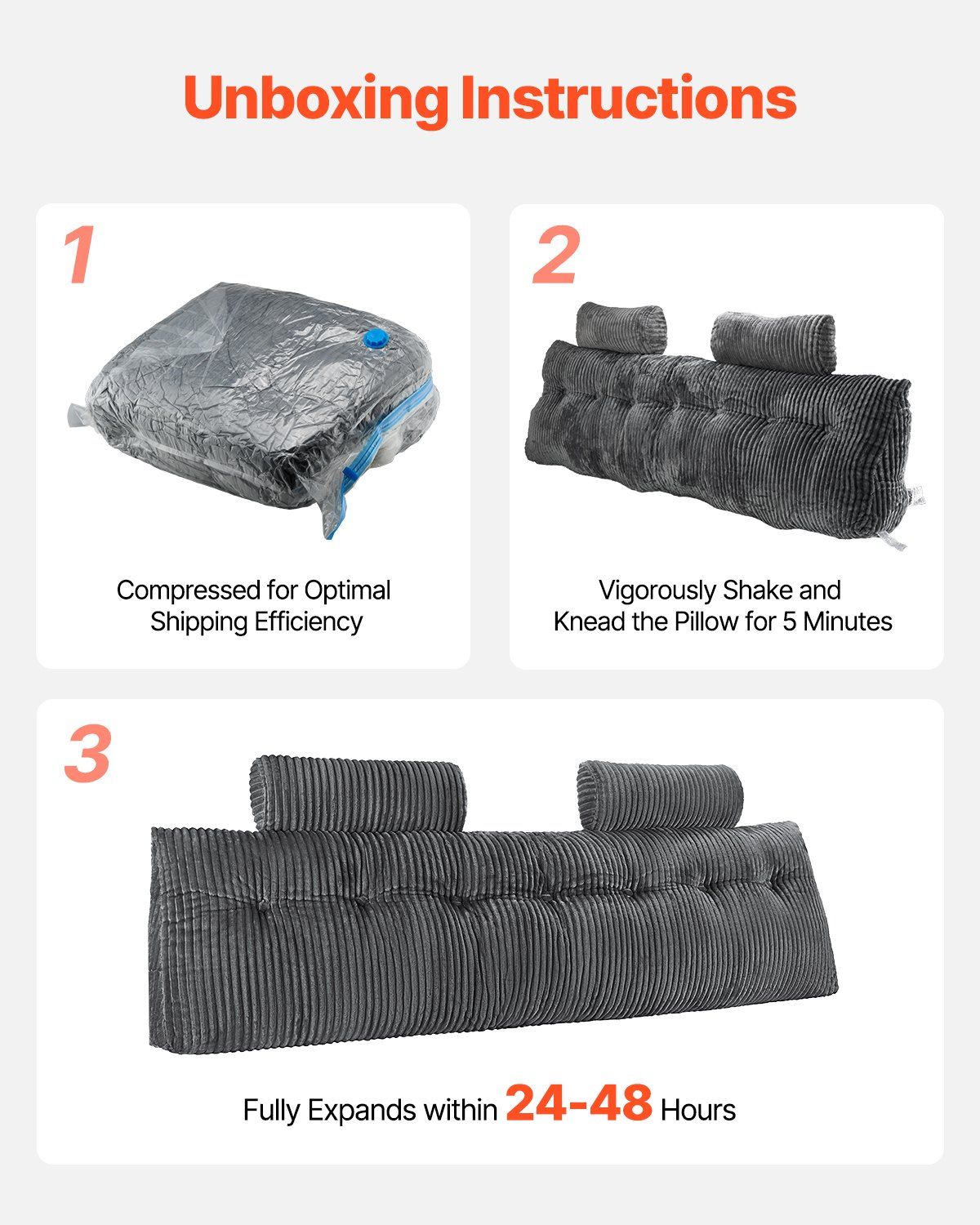 Headboard Pillow, King Size Wedge Headboard Pillow with 2 Side Pockets and 2 Headrests, Bed Wedge Pillow with V952-CTBZKINGCCHS803KE001V0