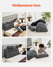Headboard Pillow, King Size Wedge Headboard Pillow with 2 Side Pockets and 2 Headrests, Bed Wedge Pillow with V952-CTBZKINGCCHS803KE001V0