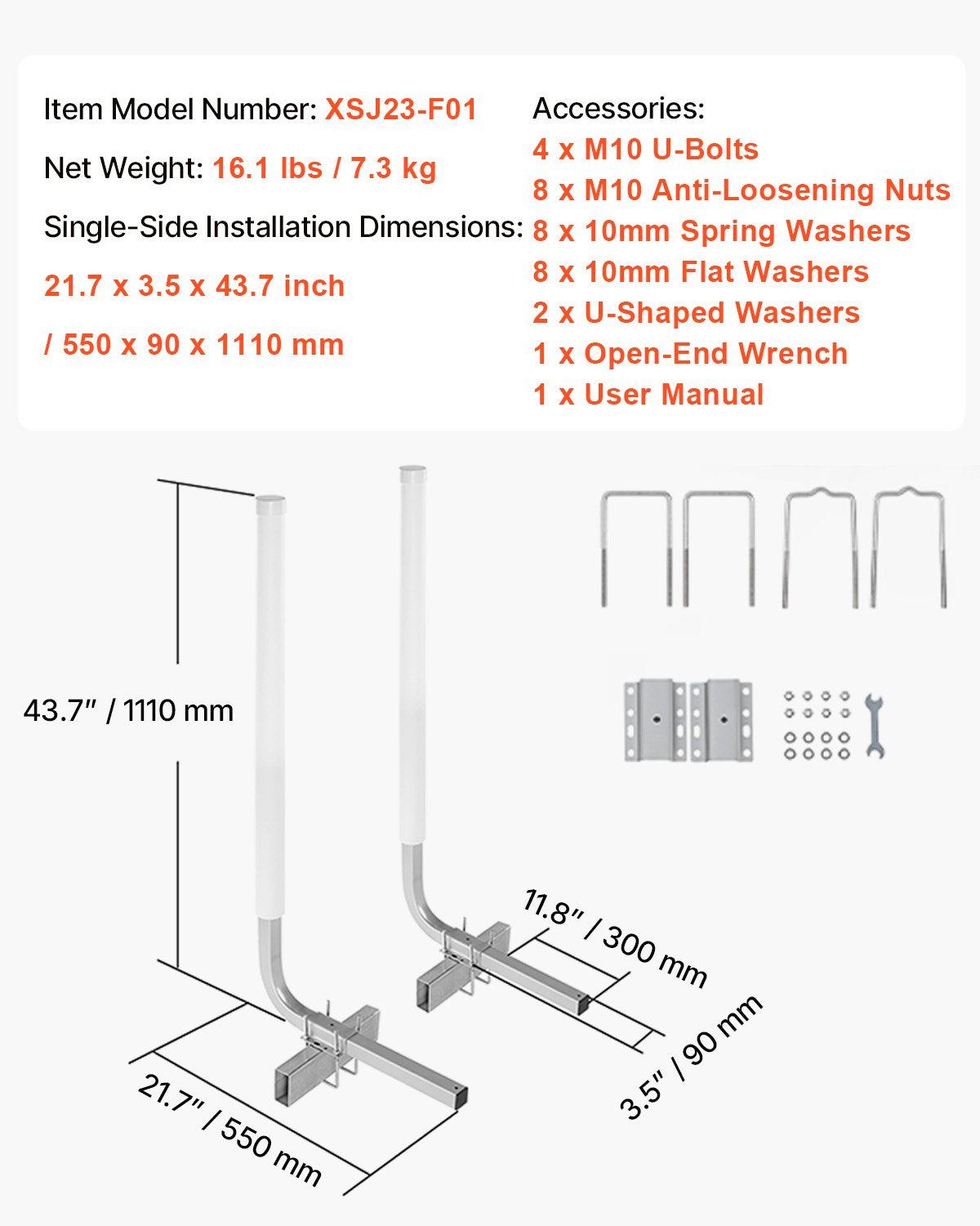 Boat Trailer Guide, 1016mm Adjustable Design Trailer Guide Poles, 2PCS High-Hardness Steel Trailer Guide-Ons, V952-CTCDGDLX40YC6JV7GV0