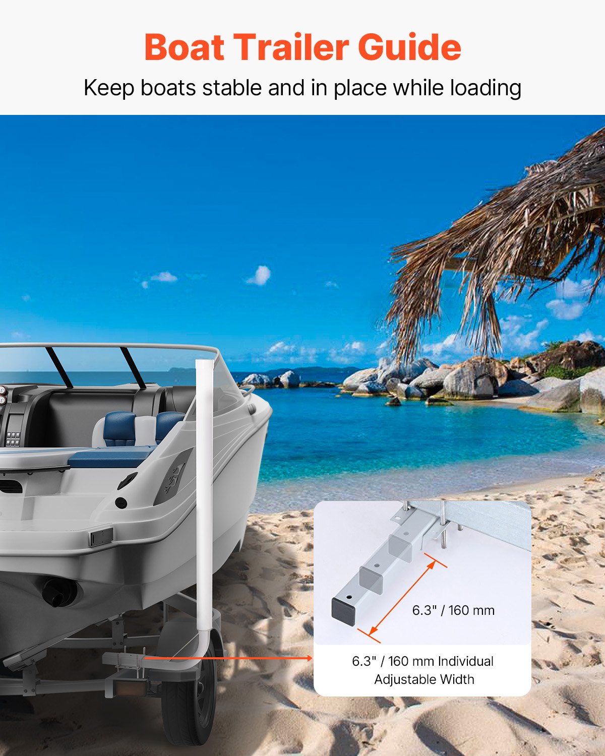 Boat Trailer Guide, 1219.2mm Adjustable Design Trailer Guide Poles, 2PCS High-Hardness Steel Trailer V952-CTCDGDLX48YCKI0L1V0