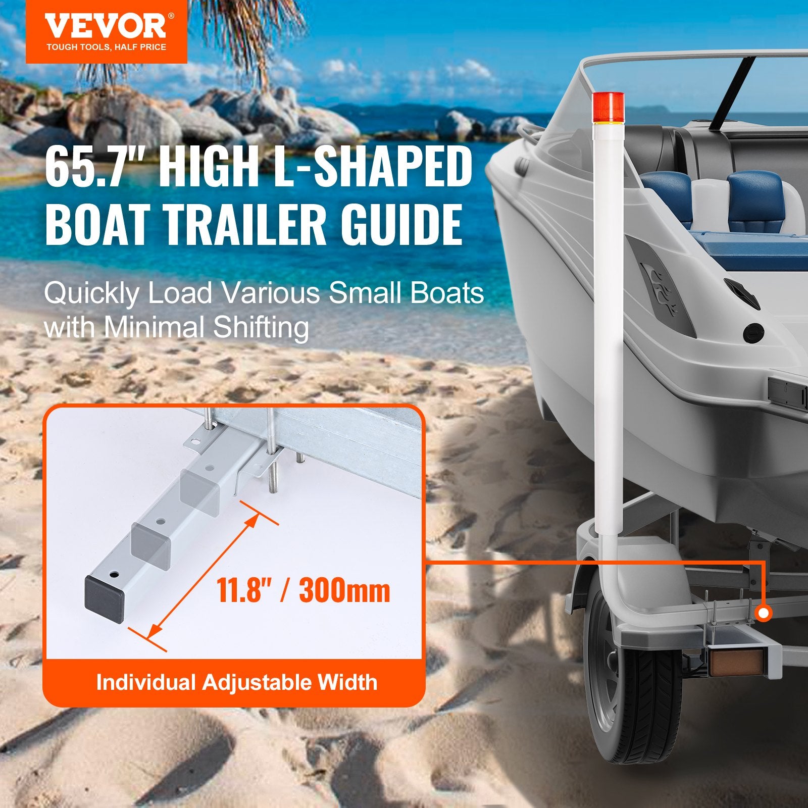 Boat Trailer Guide, 1.57M with LED Light Trailer Guide Poles, 2PCS Rustproof Galvanized Steel Trailer Guide V952-CTCDGDLX60YC6XY06V0