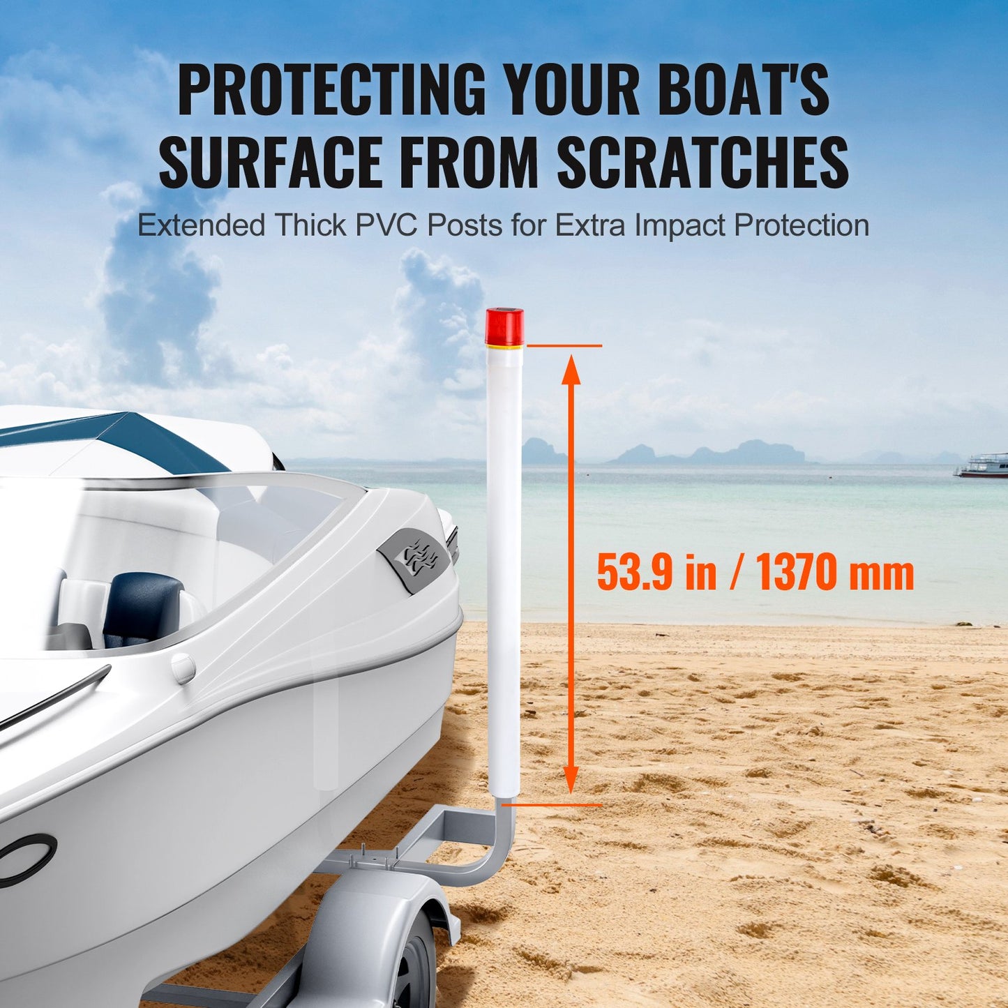 Boat Trailer Guide, 1.57M with LED Light Trailer Guide Poles, 2PCS Rustproof Galvanized Steel Trailer Guide V952-CTCDGDLX60YC6XY06V0