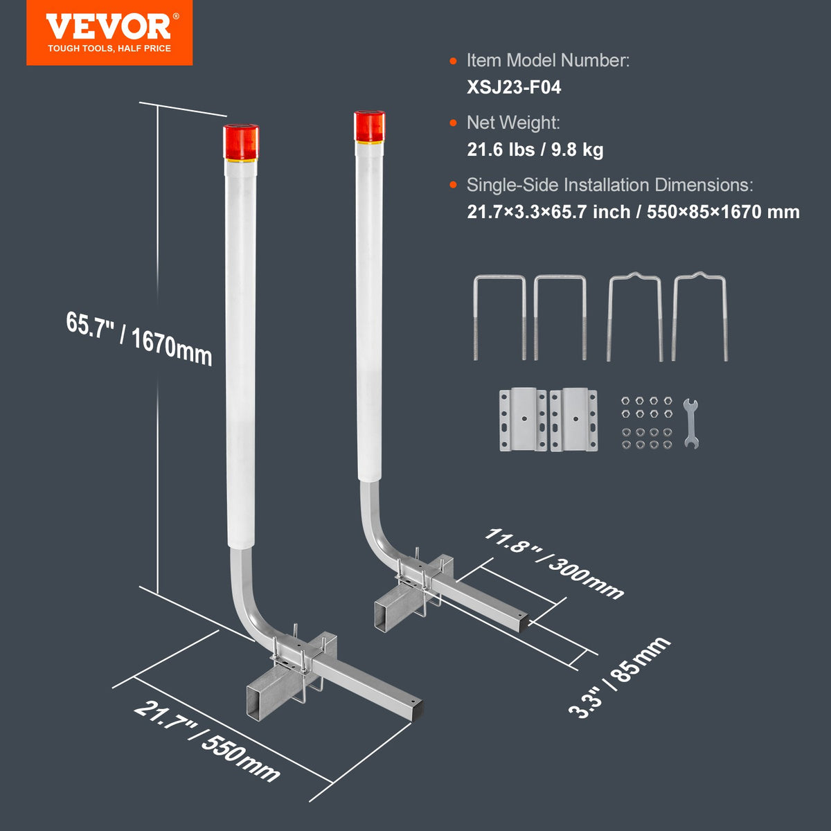 Boat Trailer Guide, 1.57M with LED Light Trailer Guide Poles, 2PCS Rustproof Galvanized Steel Trailer Guide V952-CTCDGDLX60YC6XY06V0
