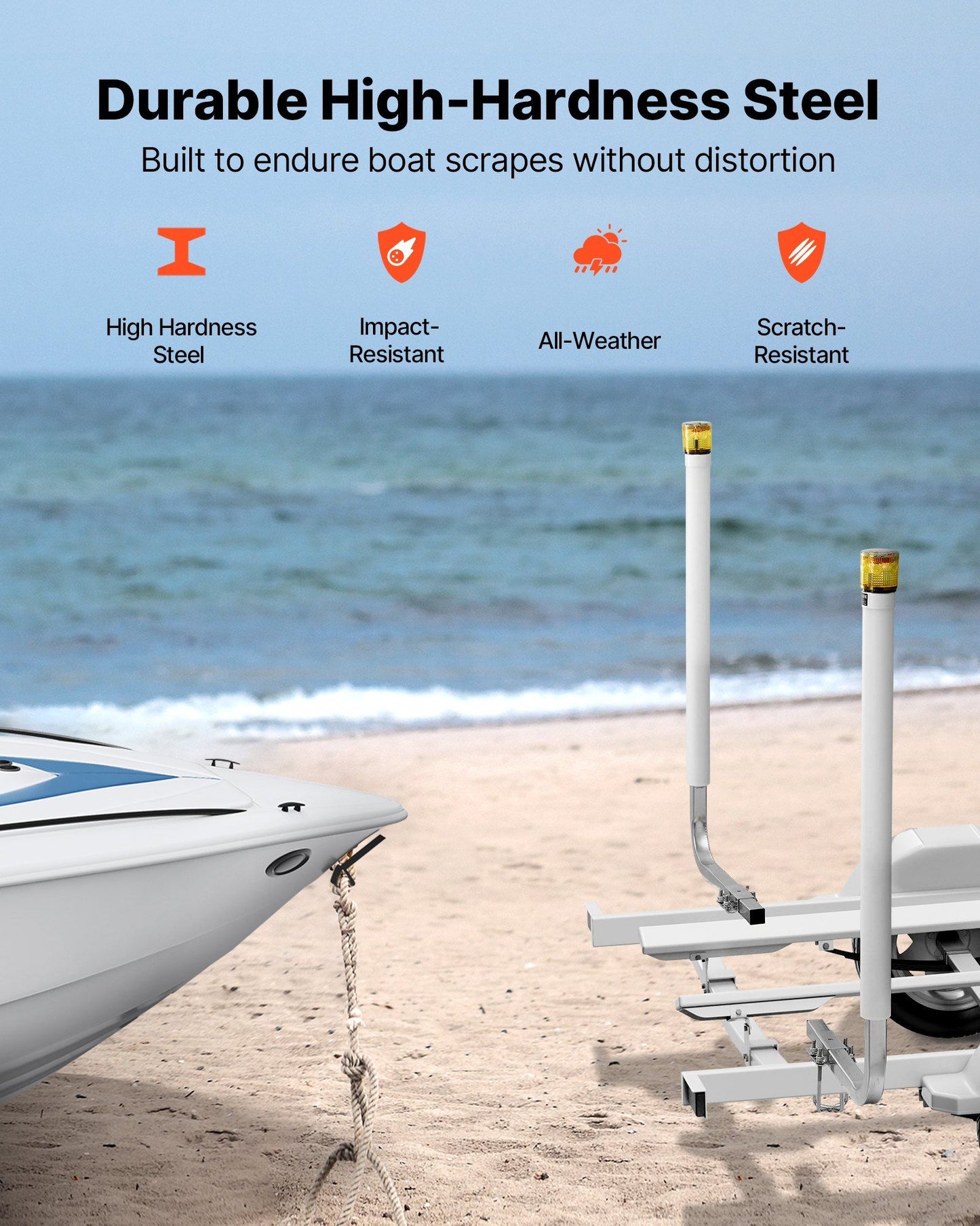 Boat Trailer Guide, 1175mm with LED Light Trailer Guide Poles, 2PCS High-Hardness Steel Guide-Ons, Wide V952-CTCDGDLXBS40N0BCN001Y3