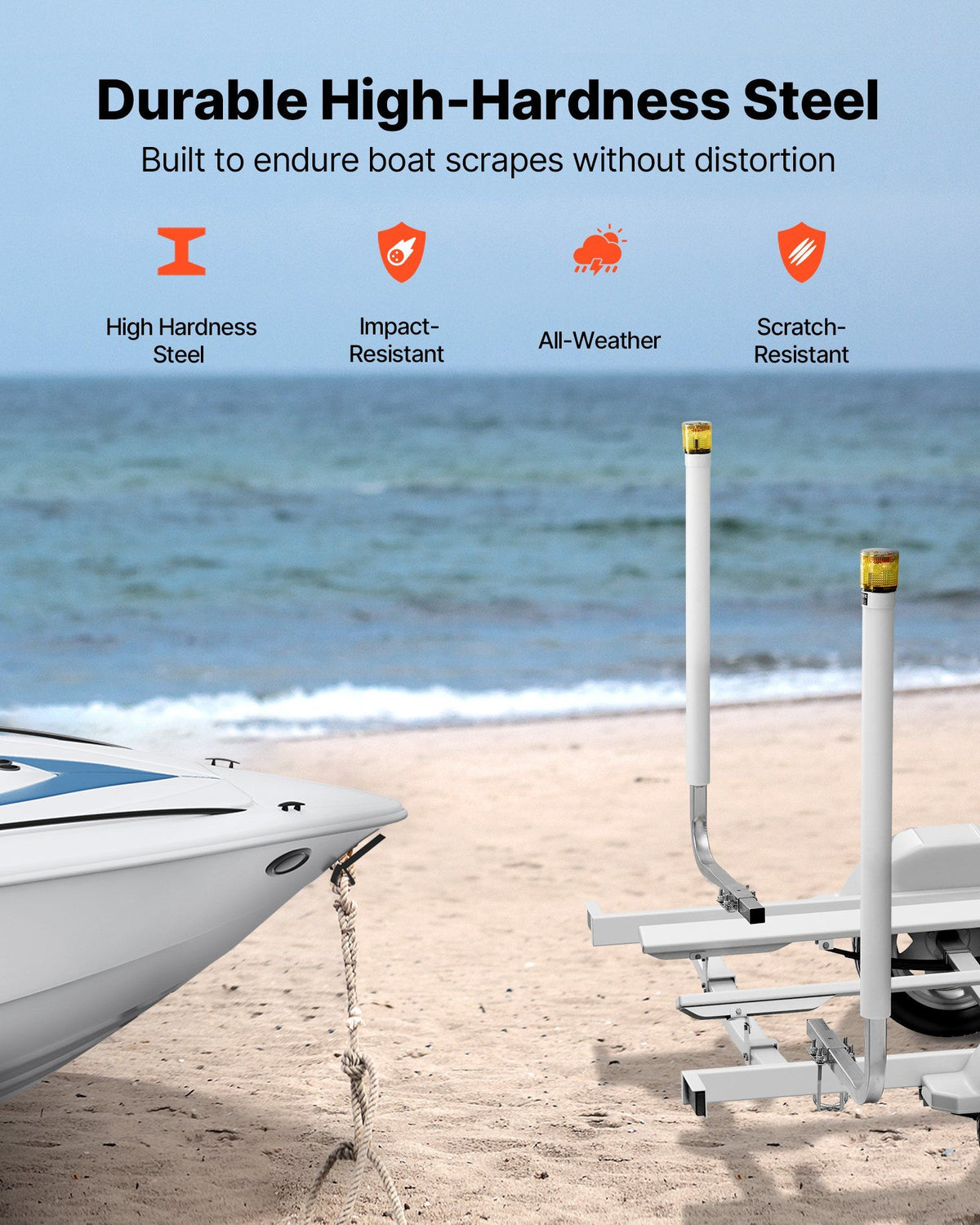 Boat Trailer Guide, 1175mm with LED Light Trailer Guide Poles, 2PCS High-Hardness Steel Guide-Ons, Wide V952-CTCDGDLXBS40N0BCN001Y3