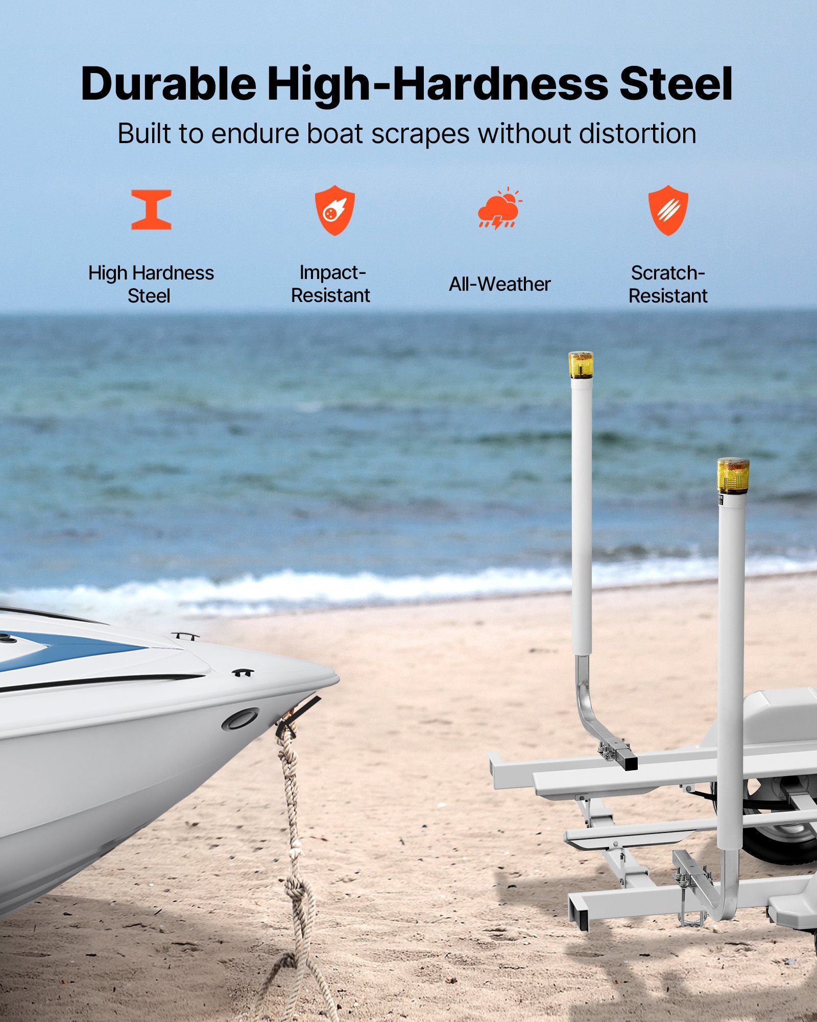 Boat Trailer Guide, 1175mm with LED Light Trailer Guide Poles, 2PCS High-Hardness Steel Guide-Ons, Wide V952-CTCDGDLXBS40N0BCN001Y3