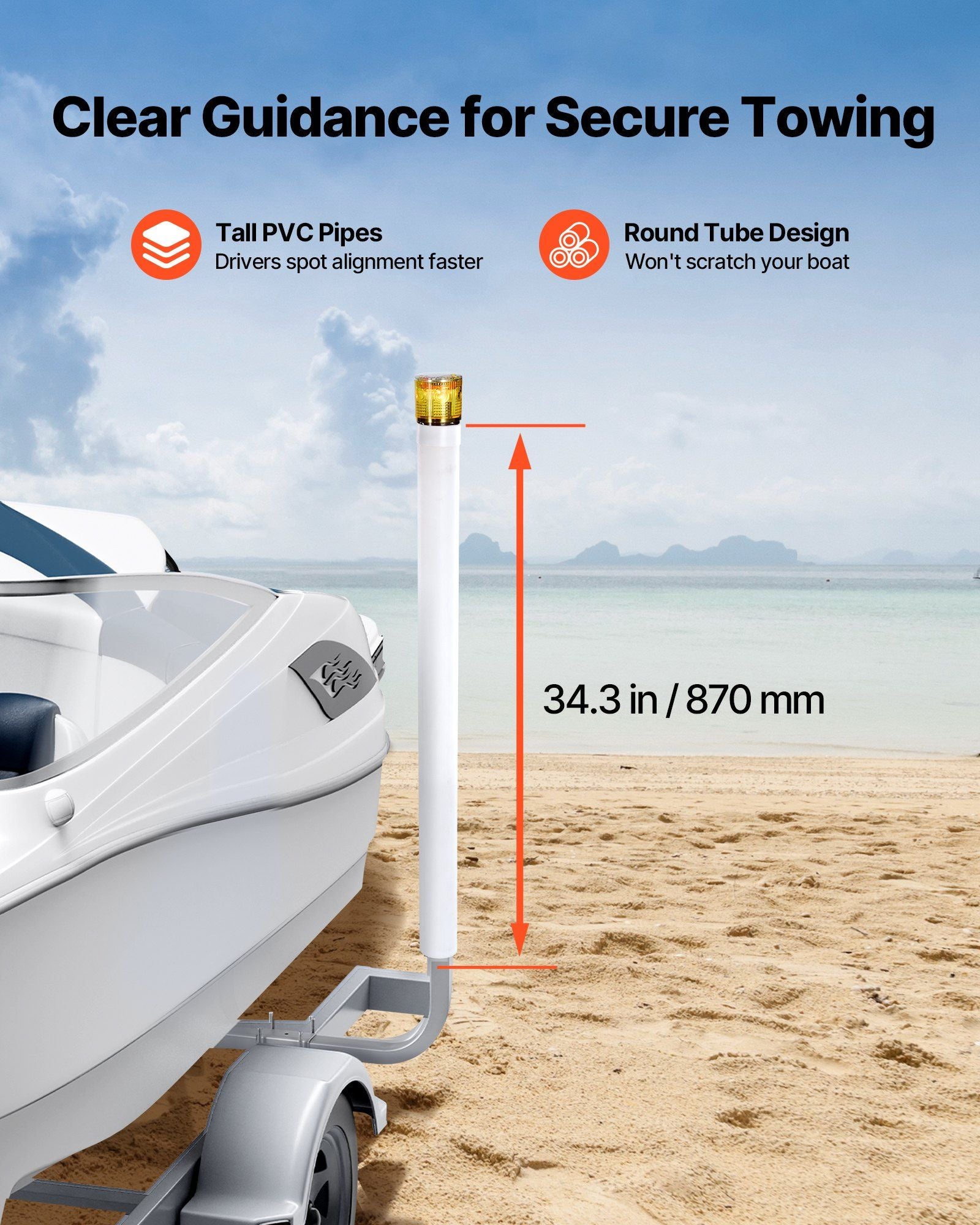 Boat Trailer Guide, 1175mm with LED Light Trailer Guide Poles, 2PCS High-Hardness Steel Guide-Ons, Wide V952-CTCDGDLXBS40N0BCN001Y3