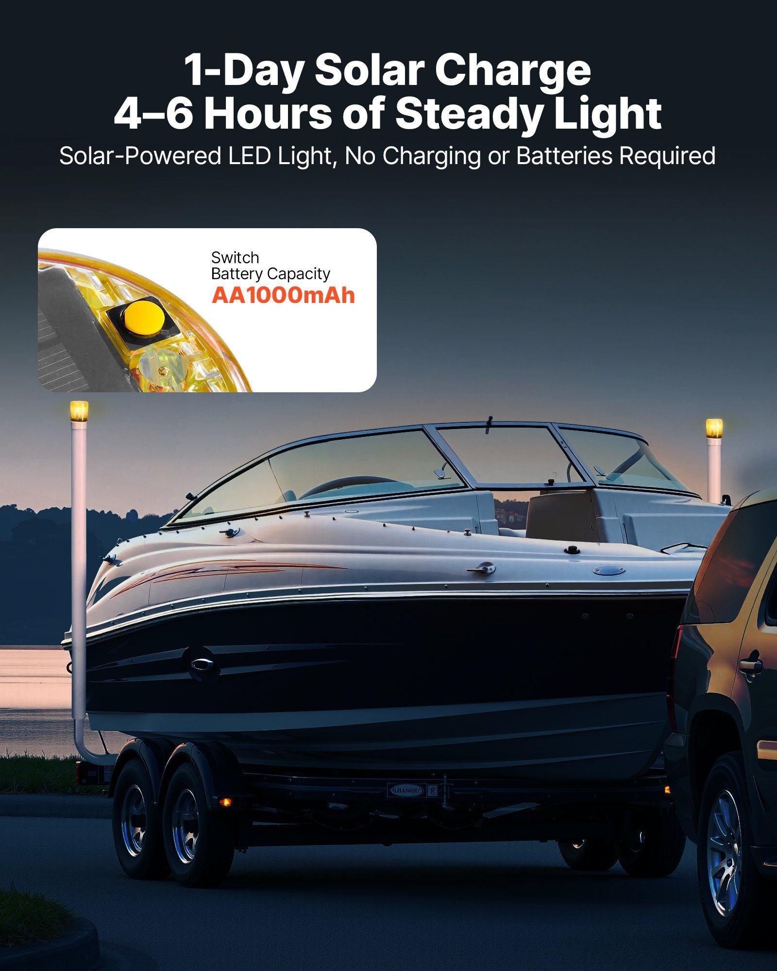 Boat Trailer Guide, 1670mm with LED Light Trailer Guide Poles, 2PCS High-Hardness Steel Guide-Ons, Wide V952-CTCDGDLXBS60WOR5F001Y3