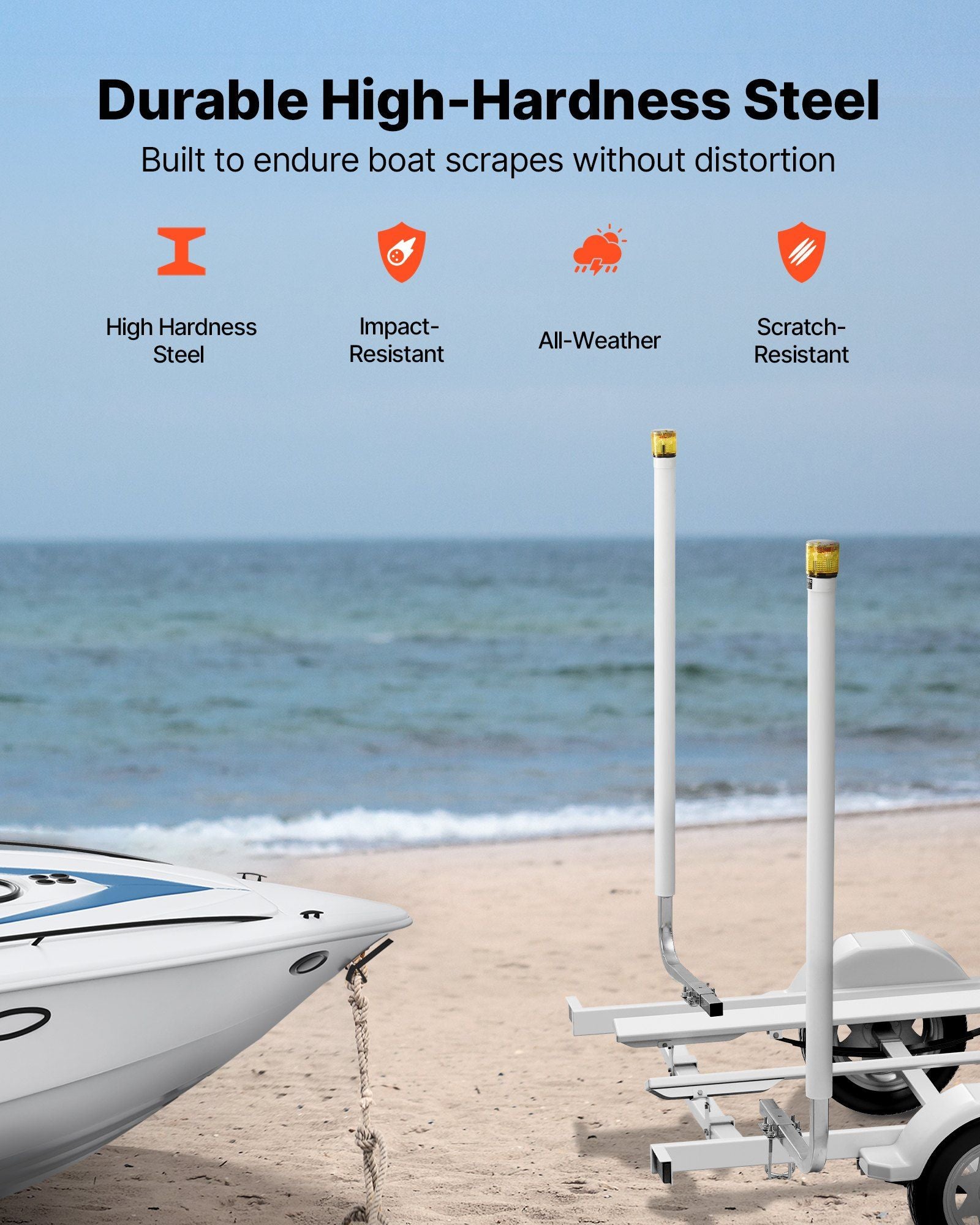 Boat Trailer Guide, 1670mm with LED Light Trailer Guide Poles, 2PCS High-Hardness Steel Guide-Ons, Wide V952-CTCDGDLXBS60WOR5F001Y3