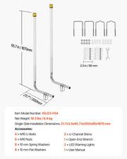 Boat Trailer Guide, 1670mm with LED Light Trailer Guide Poles, 2PCS High-Hardness Steel Guide-Ons, Wide V952-CTCDGDLXBS60WOR5F001Y3