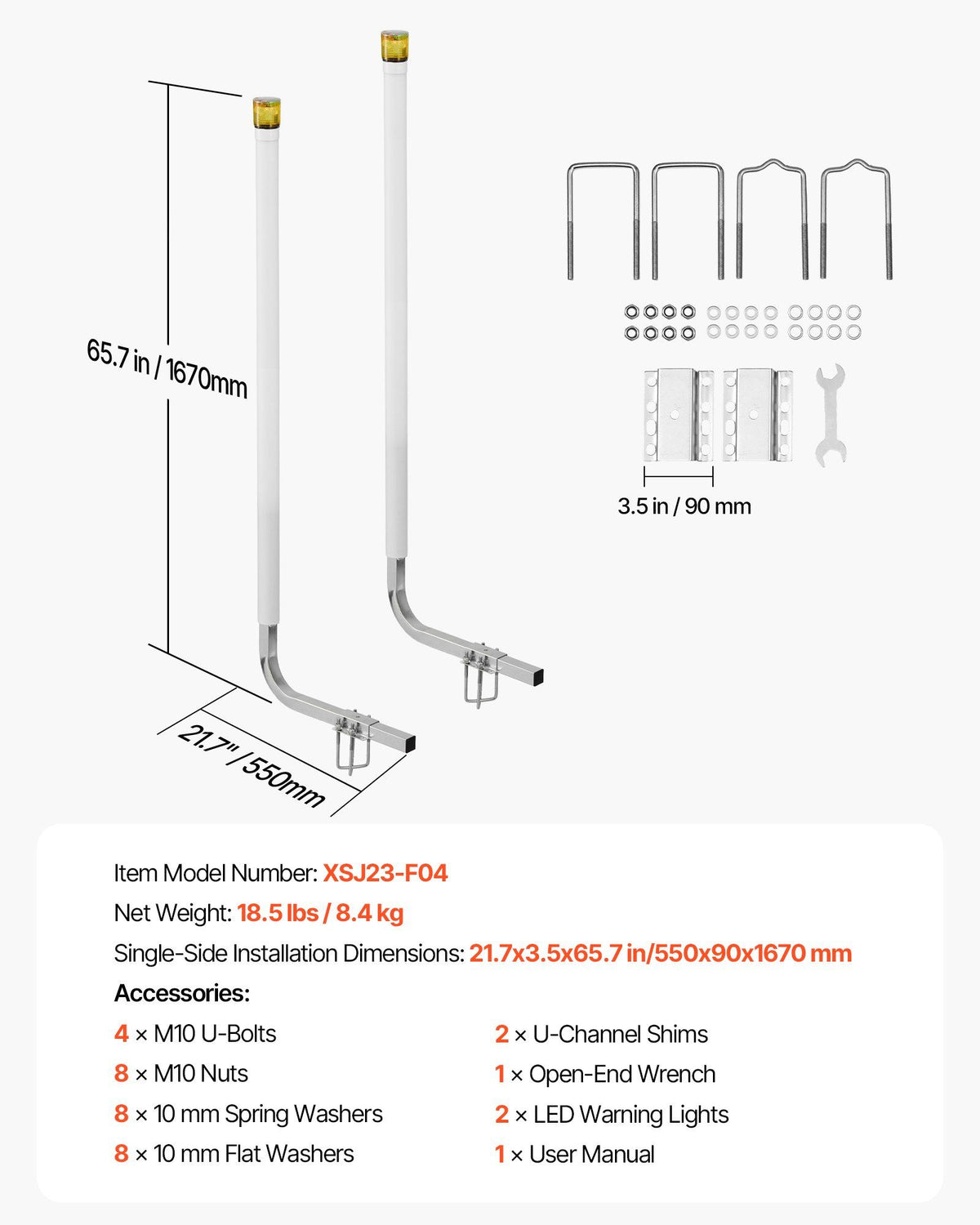 Boat Trailer Guide, 1670mm with LED Light Trailer Guide Poles, 2PCS High-Hardness Steel Guide-Ons, Wide V952-CTCDGDLXBS60WOR5F001Y3
