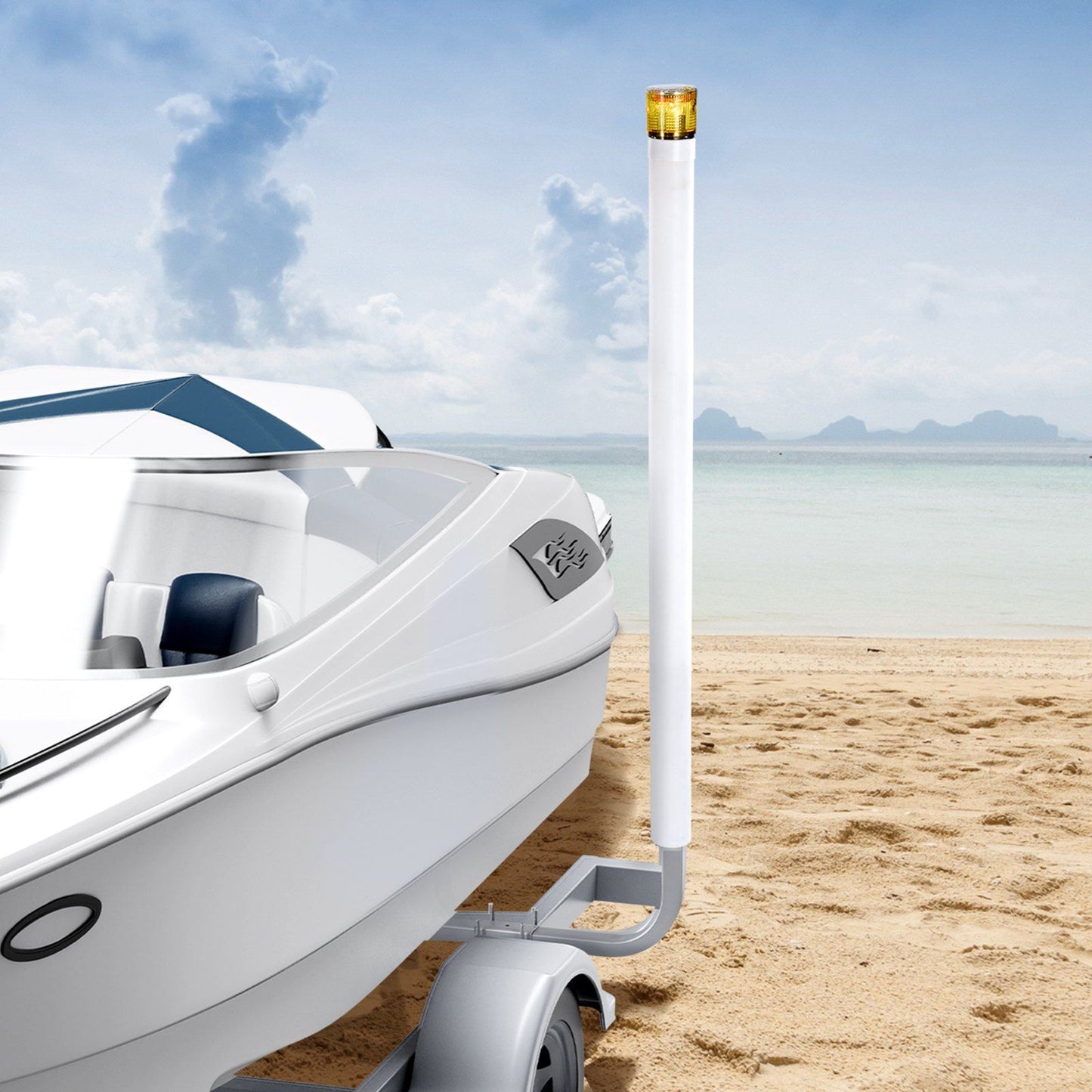 Boat Trailer Guide, 1670mm with LED Light Trailer Guide Poles, 2PCS High-Hardness Steel Guide-Ons, Wide V952-CTCDGDLXBS60WOR5F001Y3