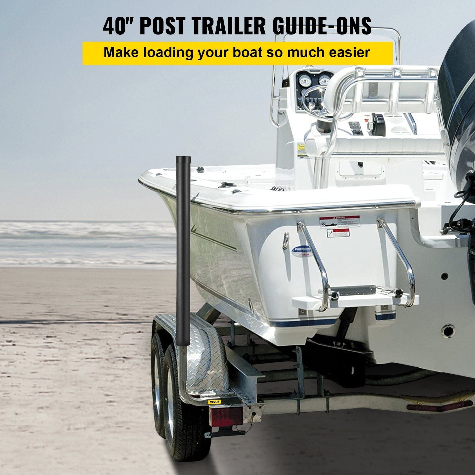 Boat Trailer Guide-ons, 40"", 2PCS Rustproof Galvanized Steel Trailer Guide ons, Trailer Guides with Black V952-CTCDGHYL40PVC20BOV0