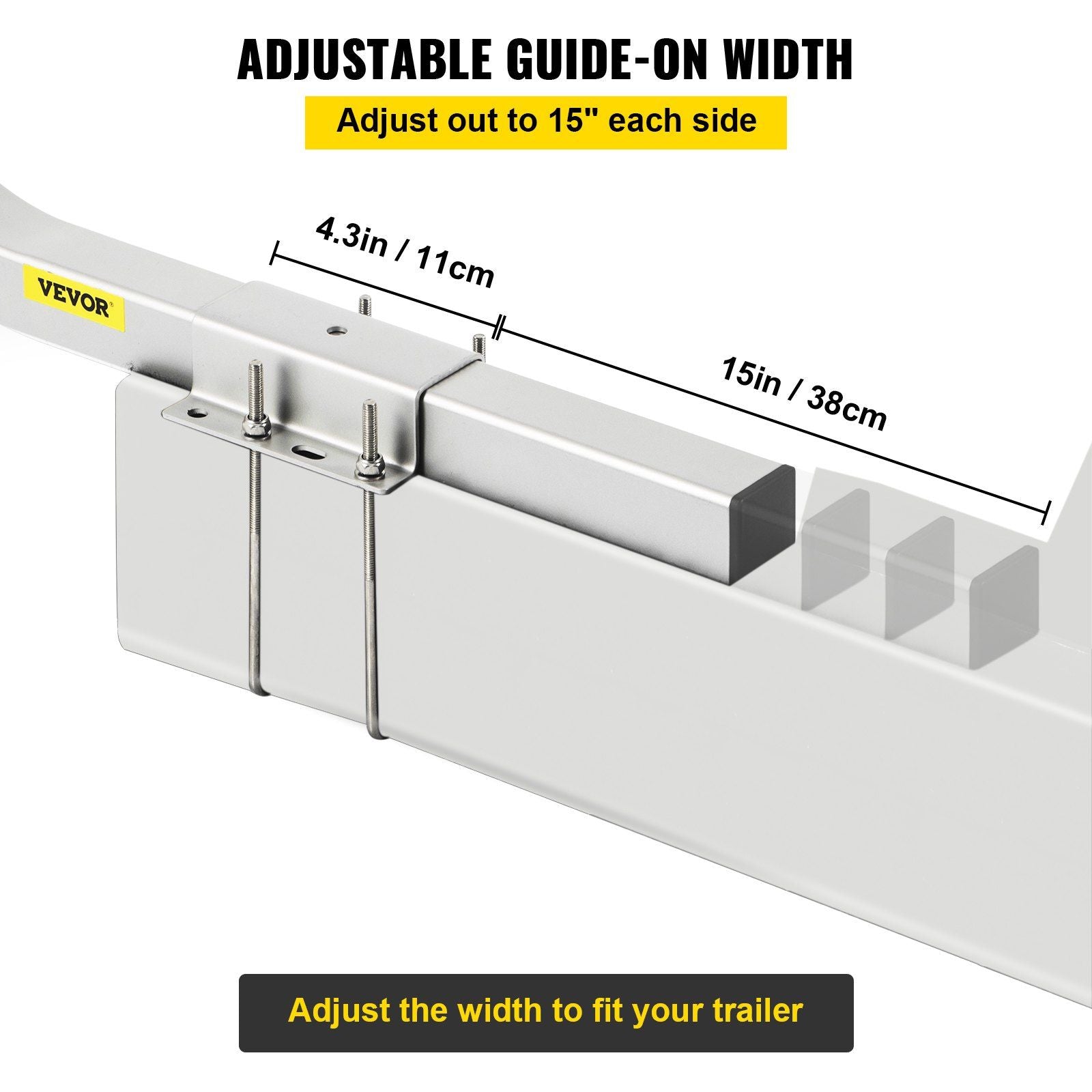 Boat Trailer Guide-ons, 40"", 2PCS Rustproof Galvanized Steel Trailer Guide ons, Trailer Guides with Black V952-CTCDGHYL40PVC20BOV0