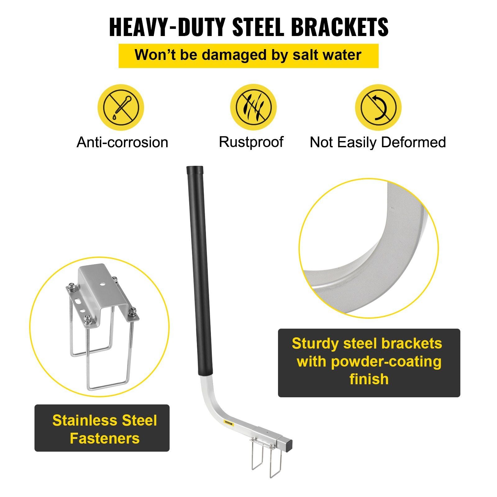 Boat Trailer Guide-ons, 40"", 2PCS Rustproof Galvanized Steel Trailer Guide ons, Trailer Guides with Black V952-CTCDGHYL40PVC20BOV0