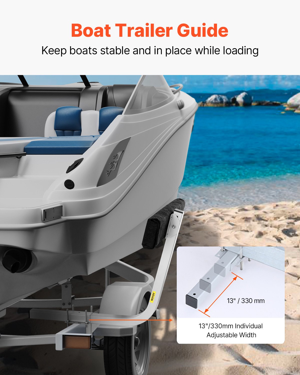Boat Trailer Guide, 2PCS Adjustable Short Bunk Guide-Ons, Hardened Steel Trailer Guide Poles with Soft V952-CTCDGTXTX000ZAVY0V0