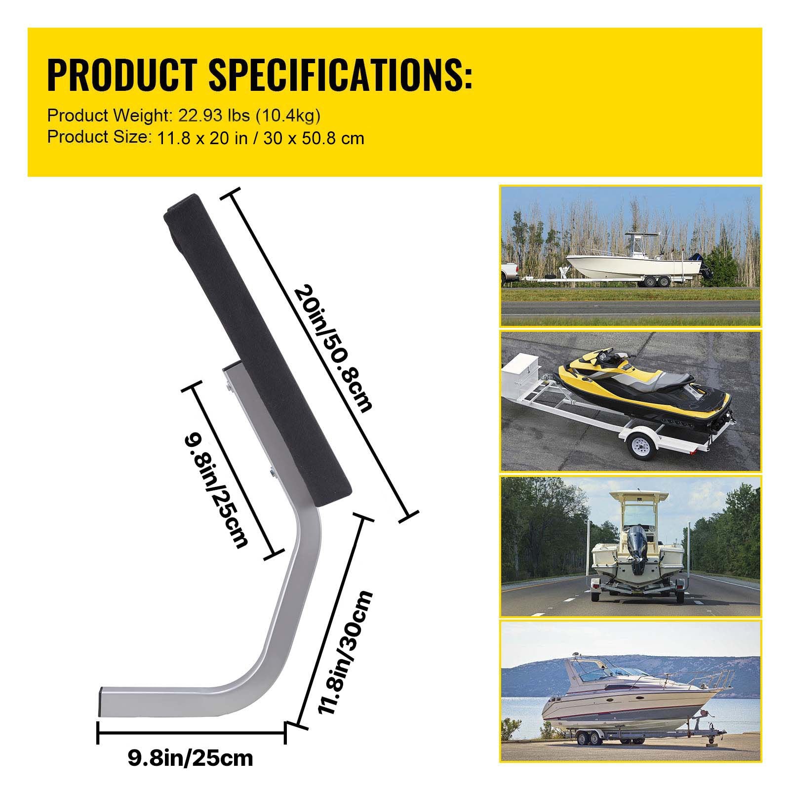Boat Trailer Guide on, 24"", One Pair Trailer Pontoon Bunk Board Guide-ons, Steel Trailer Guides, Complete V952-CTCDGZYCDKC18JLBQV0