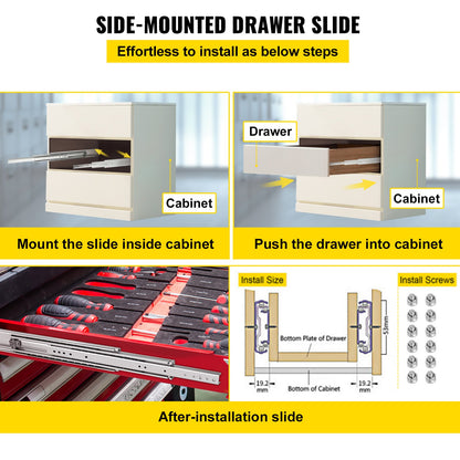 Drawer Slide Soft Close Drawer 1Pair 40" Ball Bearing Full Extension 500lb V952-CTDGBYCW500402FS6V0