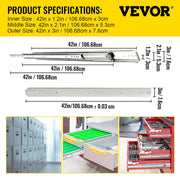 Drawer Slides, 1 Pair 42 Inch Heavy Duty Drawer Slides, Ball Bearing Side Mount Drawer Hardware Slides, 500 V952-CTDGBYCW50042RHEWV0