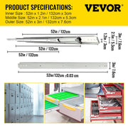 Drawer Slide Soft Close Drawer 1Pair 52" Ball Bearing Full Extension 500lb V952-CTDGBYCW50052HP23V0