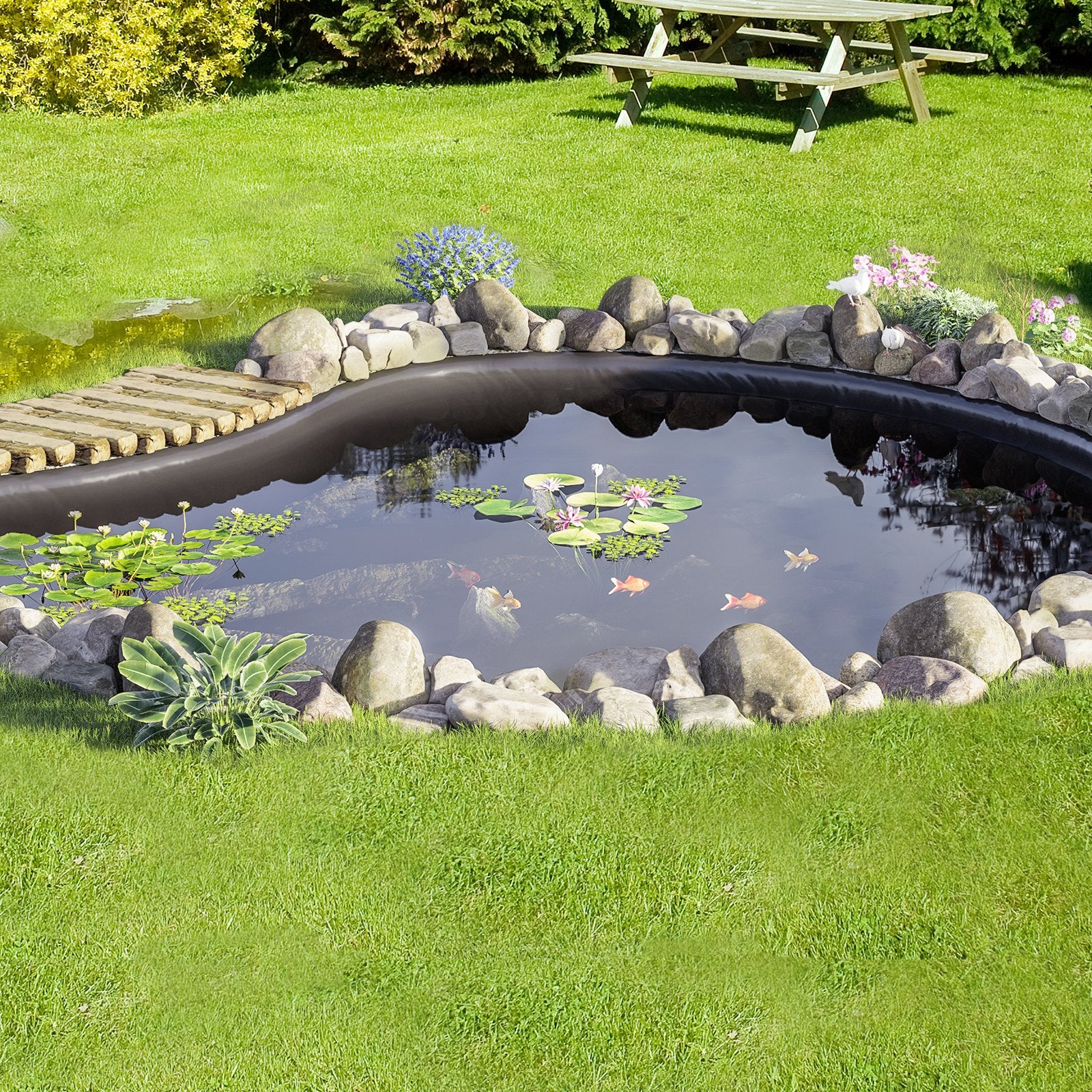 Pond Liner Fish Liner 10 x 15 ft 45 Mil EPDM Easy Cutting Underlayment V952-CTFSMHSEPDM10UJBQV0