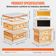 Bee Hive 20 Frame Bee Hives Starter Kit, Beeswax Coated Cedar Wood, 1 Deep + 1 Medium Bee Boxes Langstroth V952-CTFXSMSHX1ZHAS36XV0