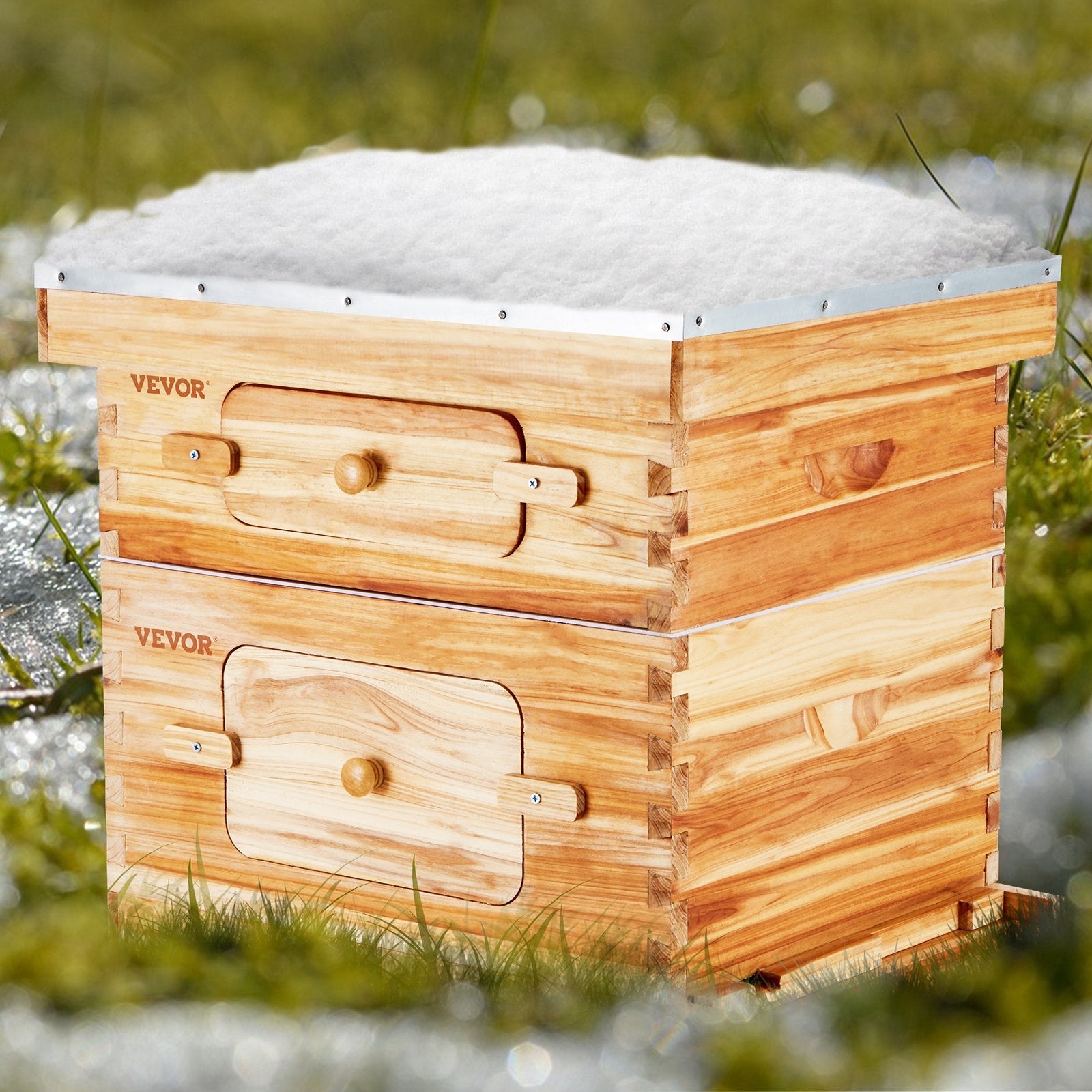 Bee Hive 20 Frame Bee Hives Starter Kit, Beeswax Coated Cedar Wood, 1 Deep + 1 Medium Bee Boxes Langstroth V952-CTFXSMSHX1ZHAS36XV0