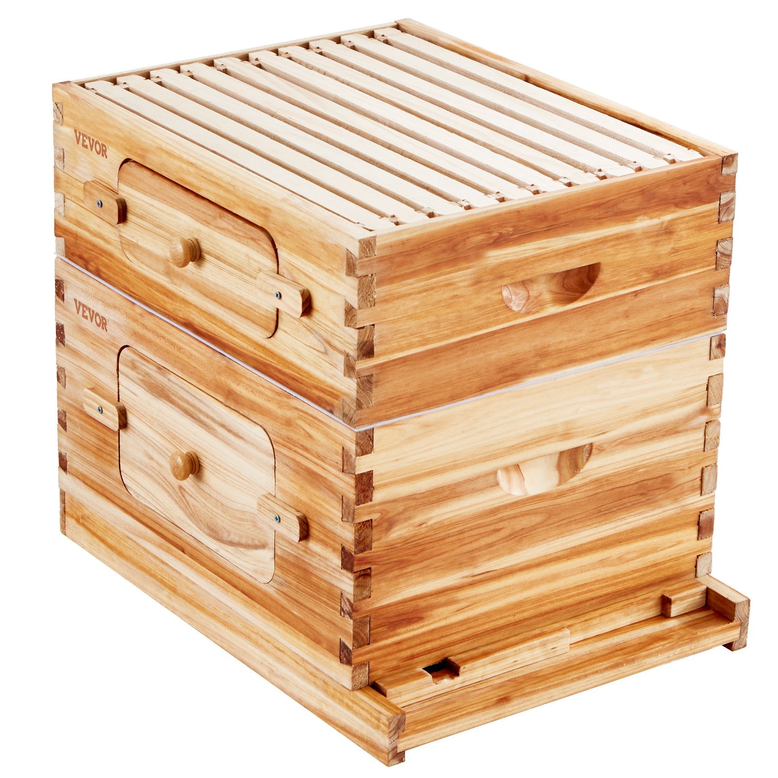 Bee Hive 20 Frame Bee Hives Starter Kit, Beeswax Coated Cedar Wood, 1 Deep + 1 Medium Bee Boxes Langstroth V952-CTFXSMSHX1ZHAS36XV0